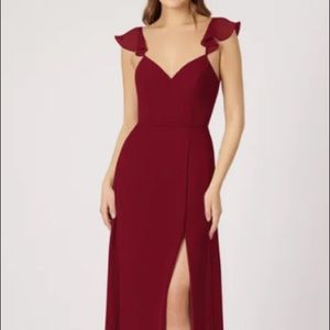Azazie Everett Burgundy bridesmaids dress, size 4